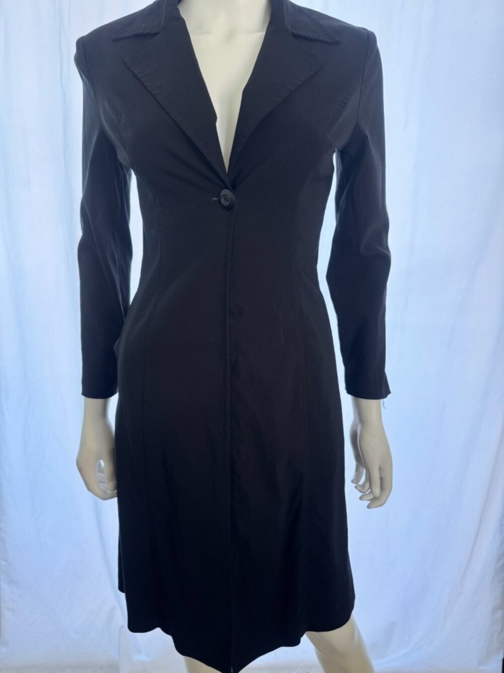 Vintage Fashion Express USA Black Blazer Dress Mid Length Single Button Size XS